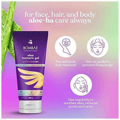 Skin Care Gel- BOMBAE ALOE TURMERIC SKIN CARE (AFTER SHAVING AND WAXING) GEL 100GM