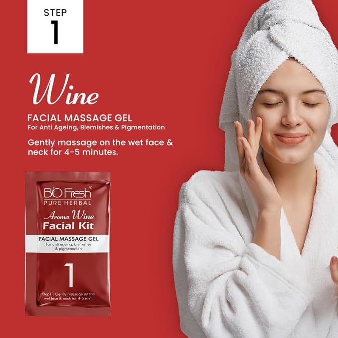 Facial Kit- BIO-FRESH HERBAL'S Wine Facial Kit 46gm (Single Use Nano Pack)
