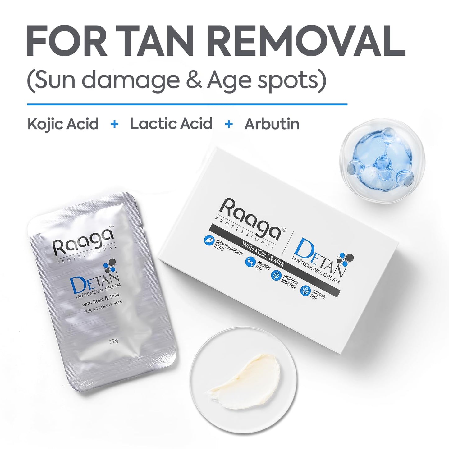 DeTan- RAAGA PROFESSIONALDETAN WITH KOJIC & MILK TAN REMOVAL CREAM (SINGLE POUCH) 12gm