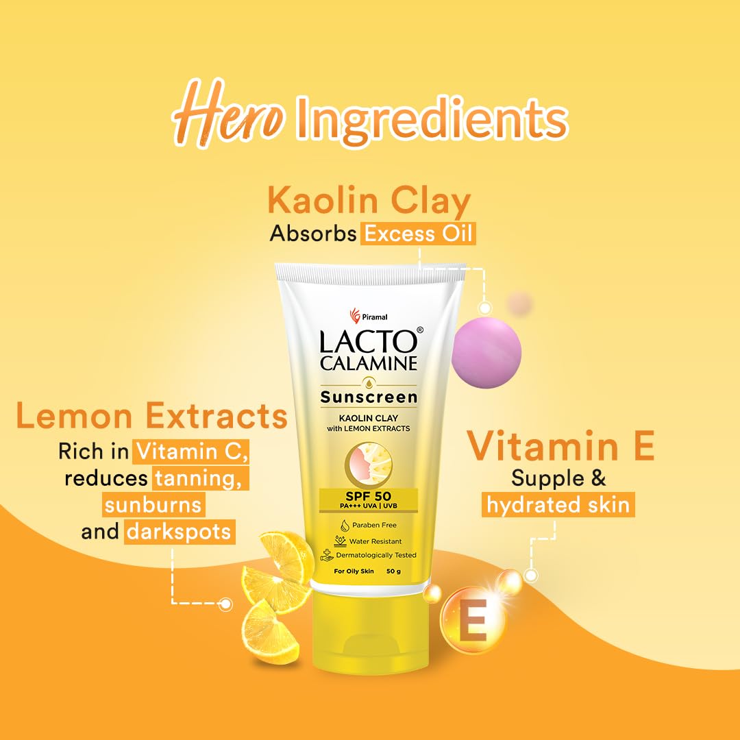 Sunscreen- LACTO CALAMINE DAILY SUNSHIELD MATTE LOOK SUNSCREEN WITH CAOLIN CLAY (SPF 50 PA+++ UVA!UVB) FOR OILY SKIN 50gm