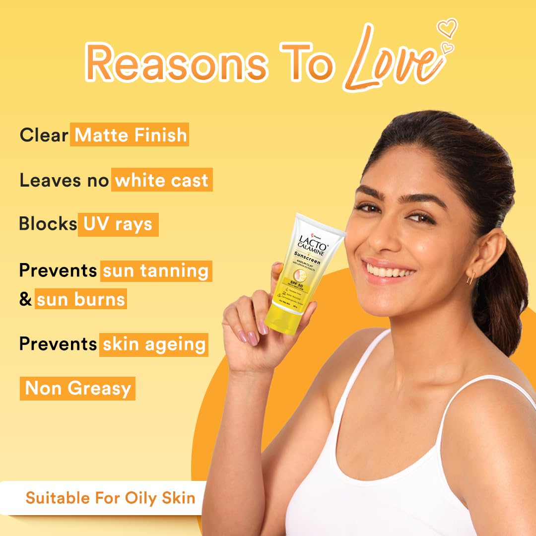 Sunscreen- LACTO CALAMINE DAILY SUNSHIELD MATTE LOOK SUNSCREEN WITH CAOLIN CLAY (SPF 50 PA+++ UVA!UVB) FOR OILY SKIN 50gm