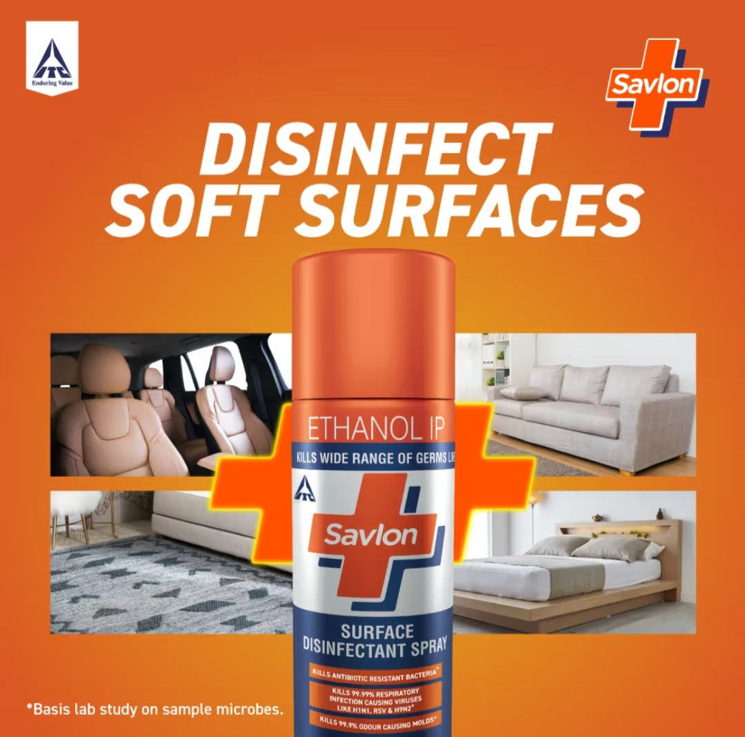 Disinfectant- Savlon Surface Disinfectant Spray which Kills 99.99% a wide range of Germs like Viruses, Bacteria, Fungi and Molds - 95ml/70gm