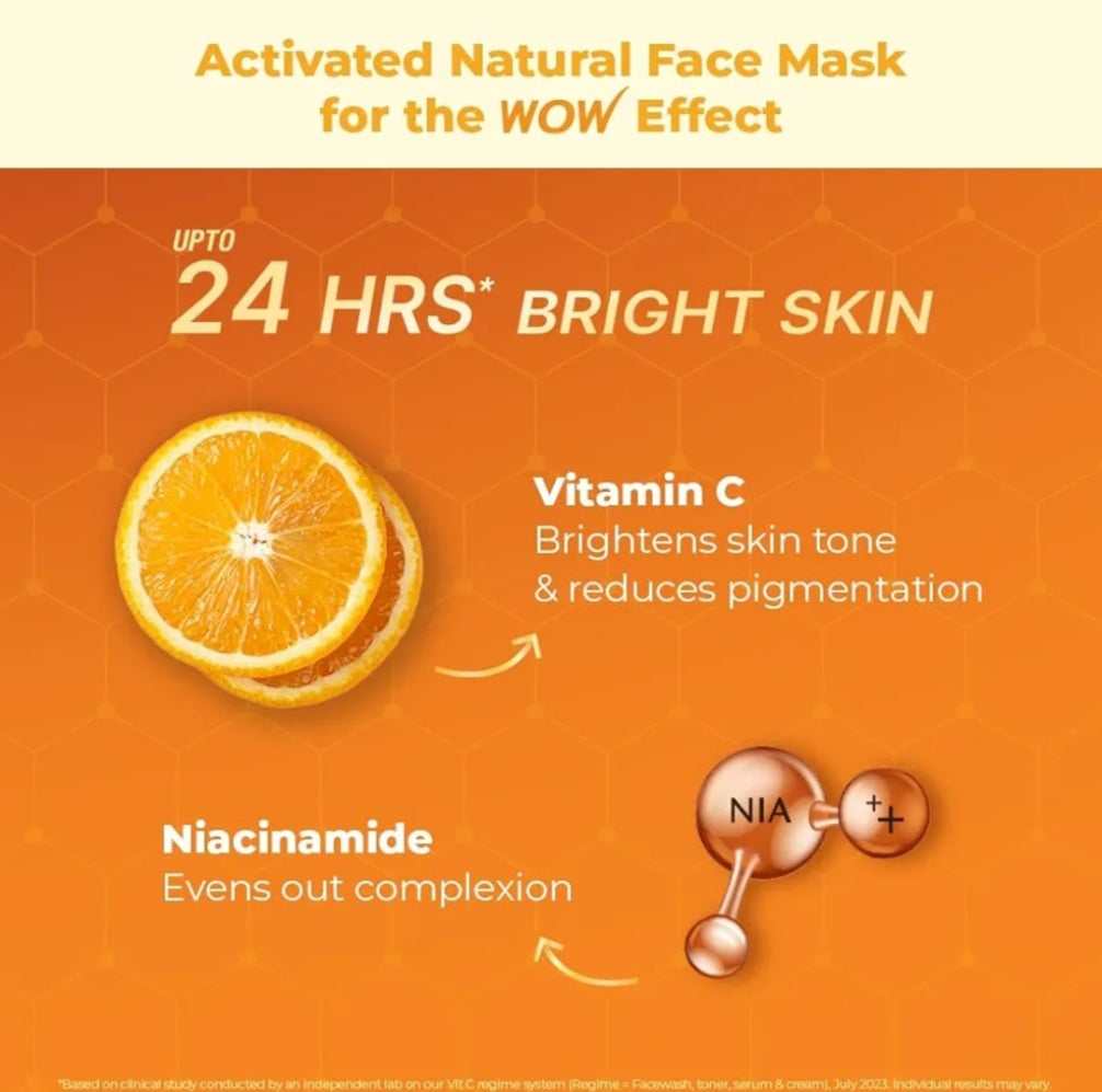 Face Pack & Sleeping Mask- WOW Vitamin-C Clay Face Mask with Kakadu Plum, Lemon & Orange Essential Oils, Jojoba Oil and Bentonite Clay which Removes Dullness & Brightens Complexion 200ml