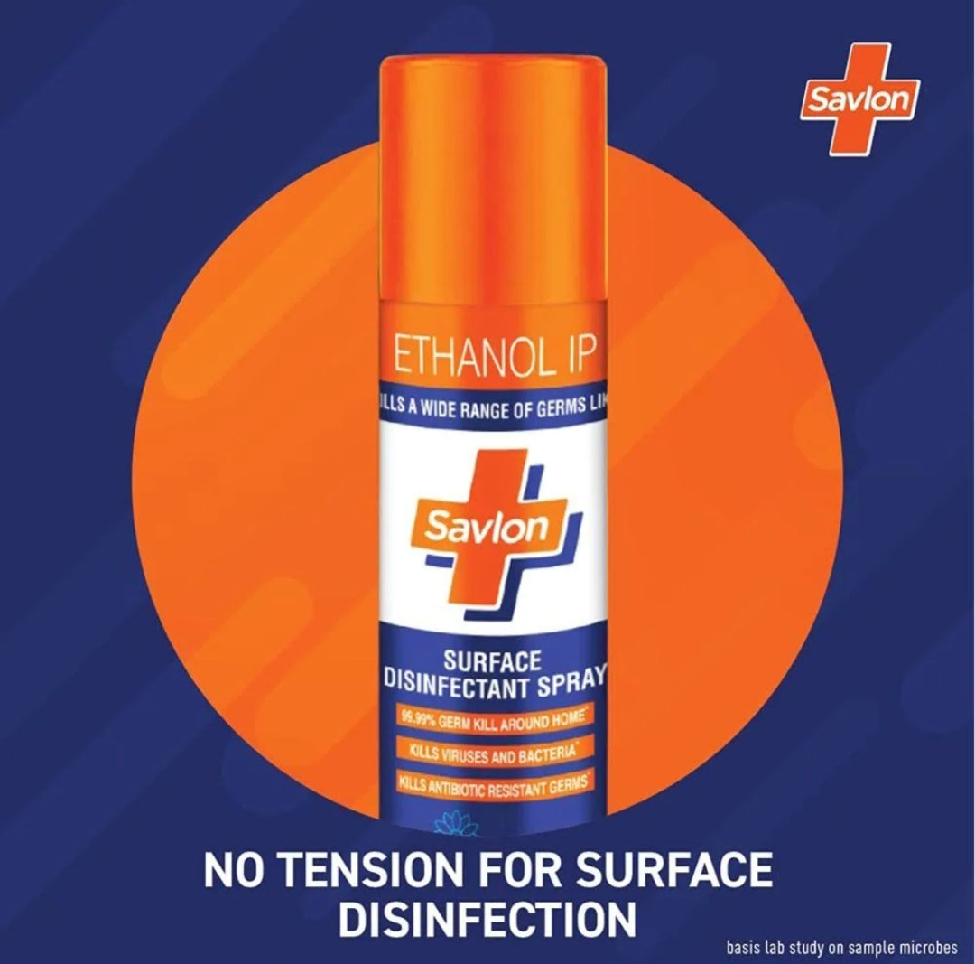 Disinfectant- Savlon Surface Disinfectant Spray which Kills 99.99% a wide range of Germs like Viruses, Bacteria, Fungi and Molds - 95ml/70gm