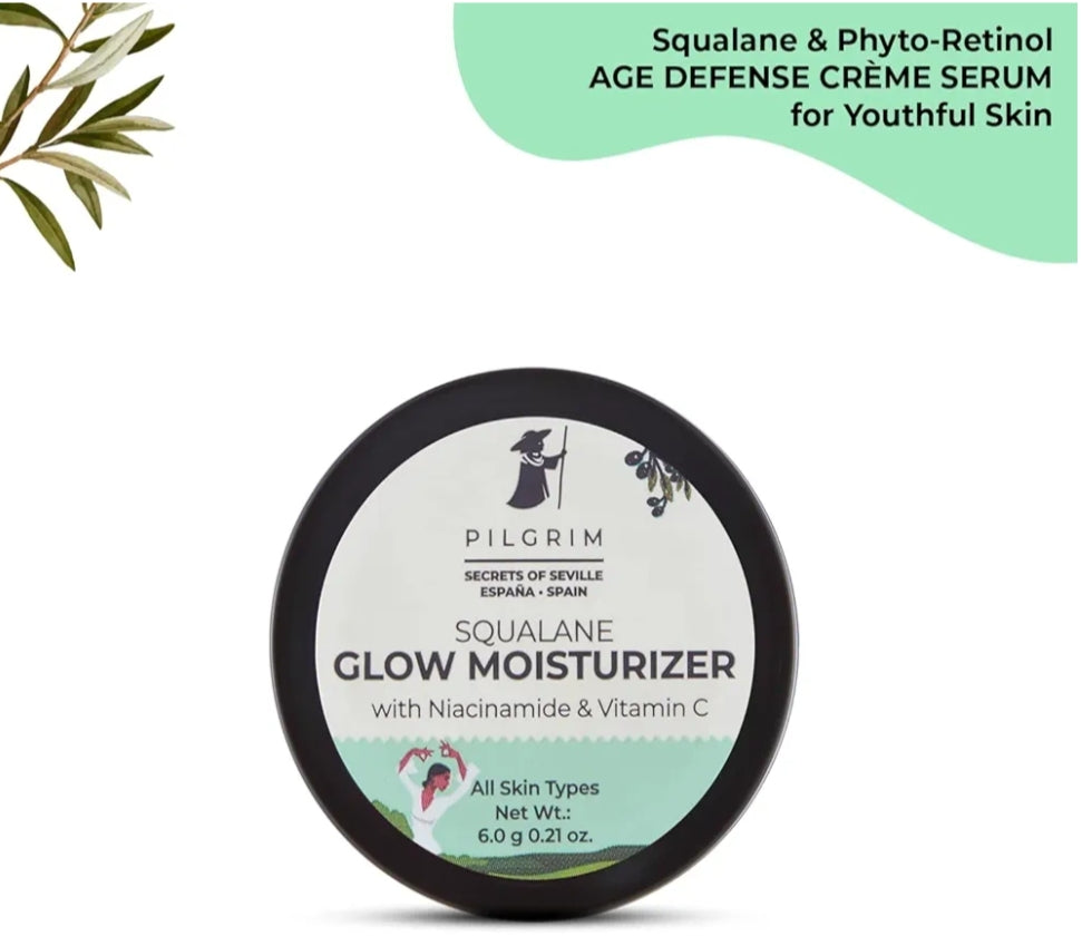 Lotions & Moisturizers- Pilgrim Squalane Glow Moisturizer with Niacinamide and Vitamin-C for all Skin Types 8gm