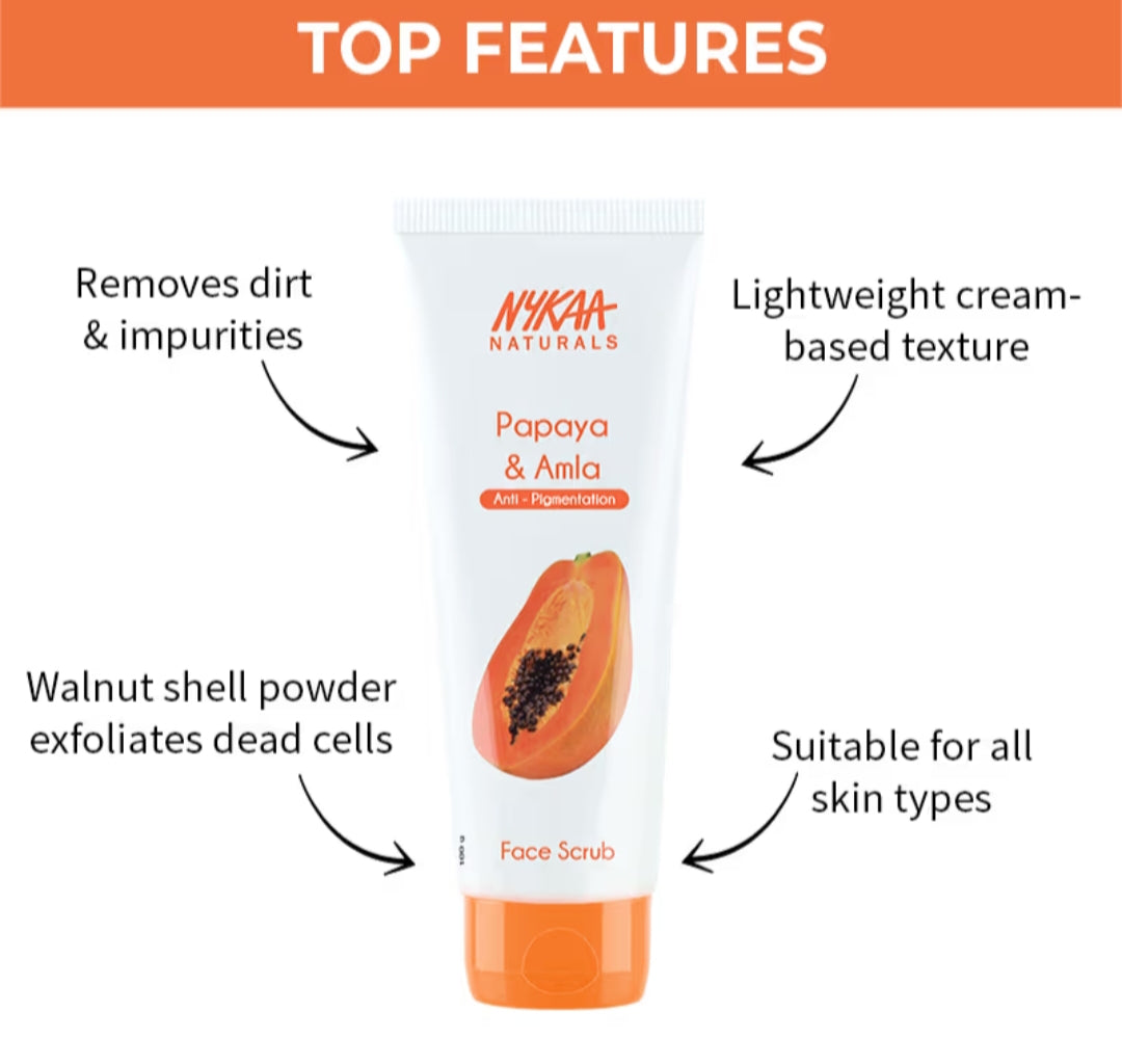 Face Scrub- Nykaa Naturals Papaya & Amla Anti-Pigmentation Face Scrub 100gm