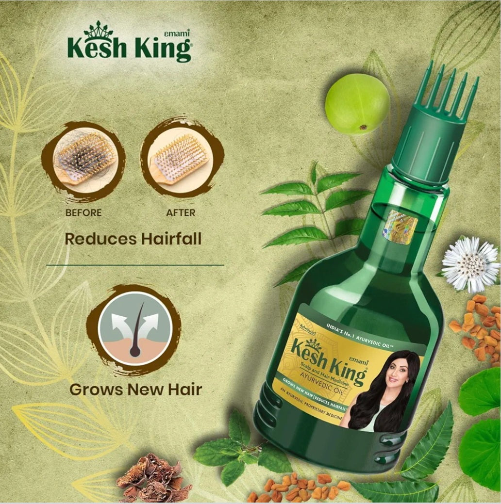 Hair Oil- Kesh King Ayurvedic Hair Oil made from 21 Therapeutic Herbs which Reduces Hair Fall and Grows New Hairs 100ml