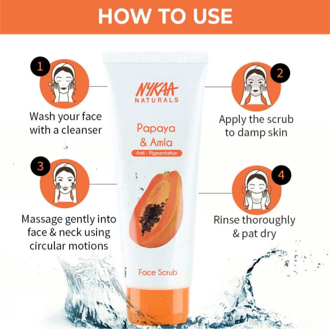 Face Scrub- Nykaa Naturals Papaya & Amla Anti-Pigmentation Face Scrub 100gm