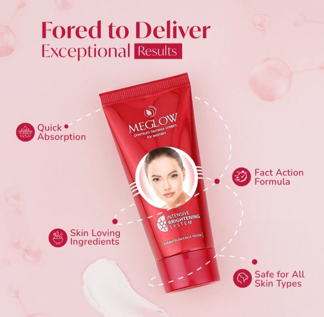 Brightening & Glowing Cream- MeGlow Skin Brightening Cream for Women. An Intensive Brightening Cream which Hydrates, Repairs and Radiance the Skin - 50gm