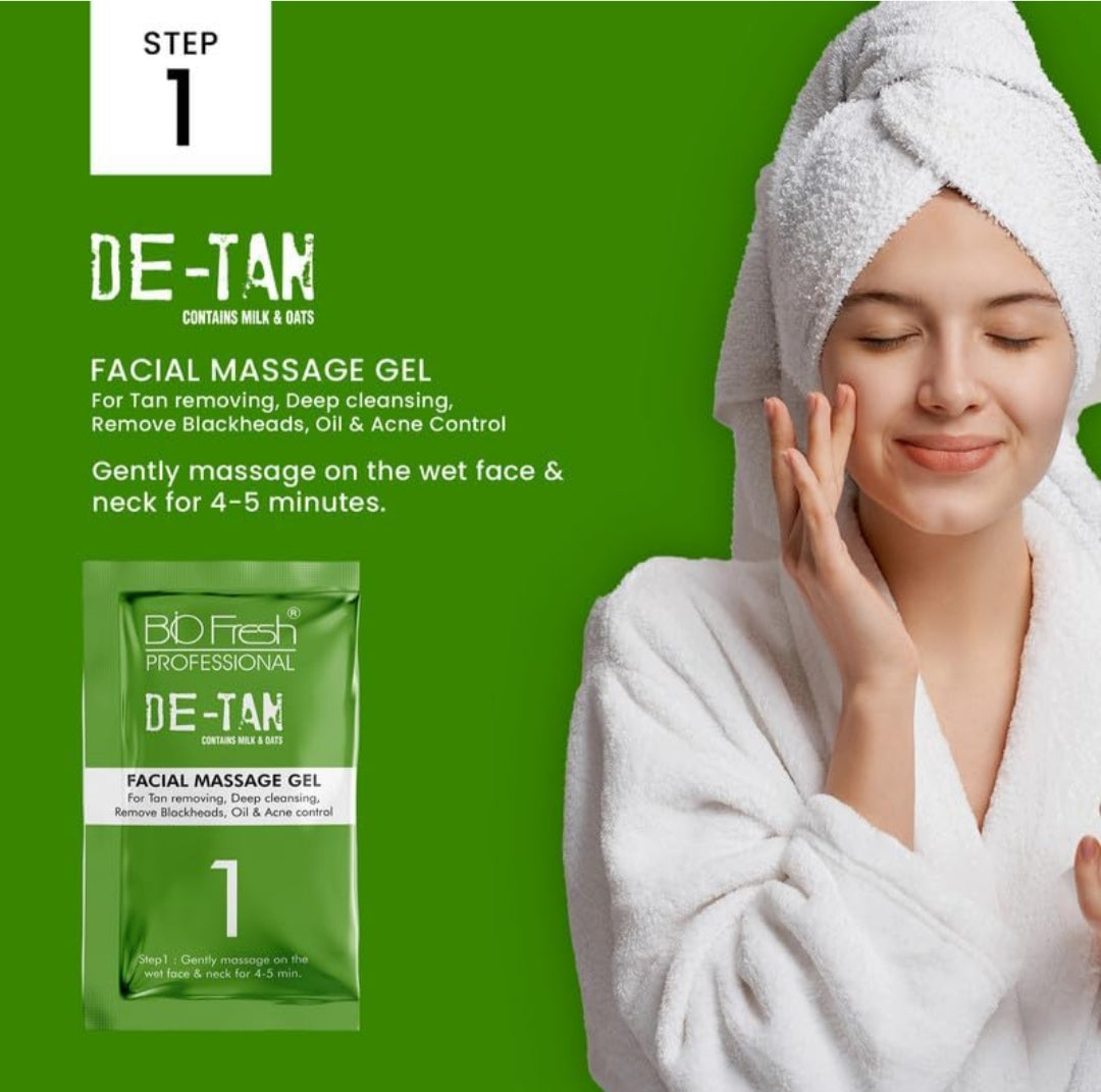 Facial Kit- BIO-FRESH HERBAL'S D-Tan Facial Kit Pack (Single Use Nano Pack) 5-Steps Instant Glow Beauty Facial Kit Deep Cleansing Skin care for Women & Men 46gm