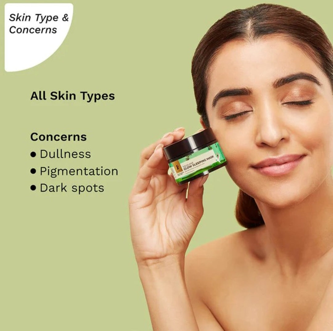 Face Pack & Sleeping Mask- Pilgrim Sqalane Glow Sleeping Mask with Alpha Arbutin & Hyaluronic Acid 8gm