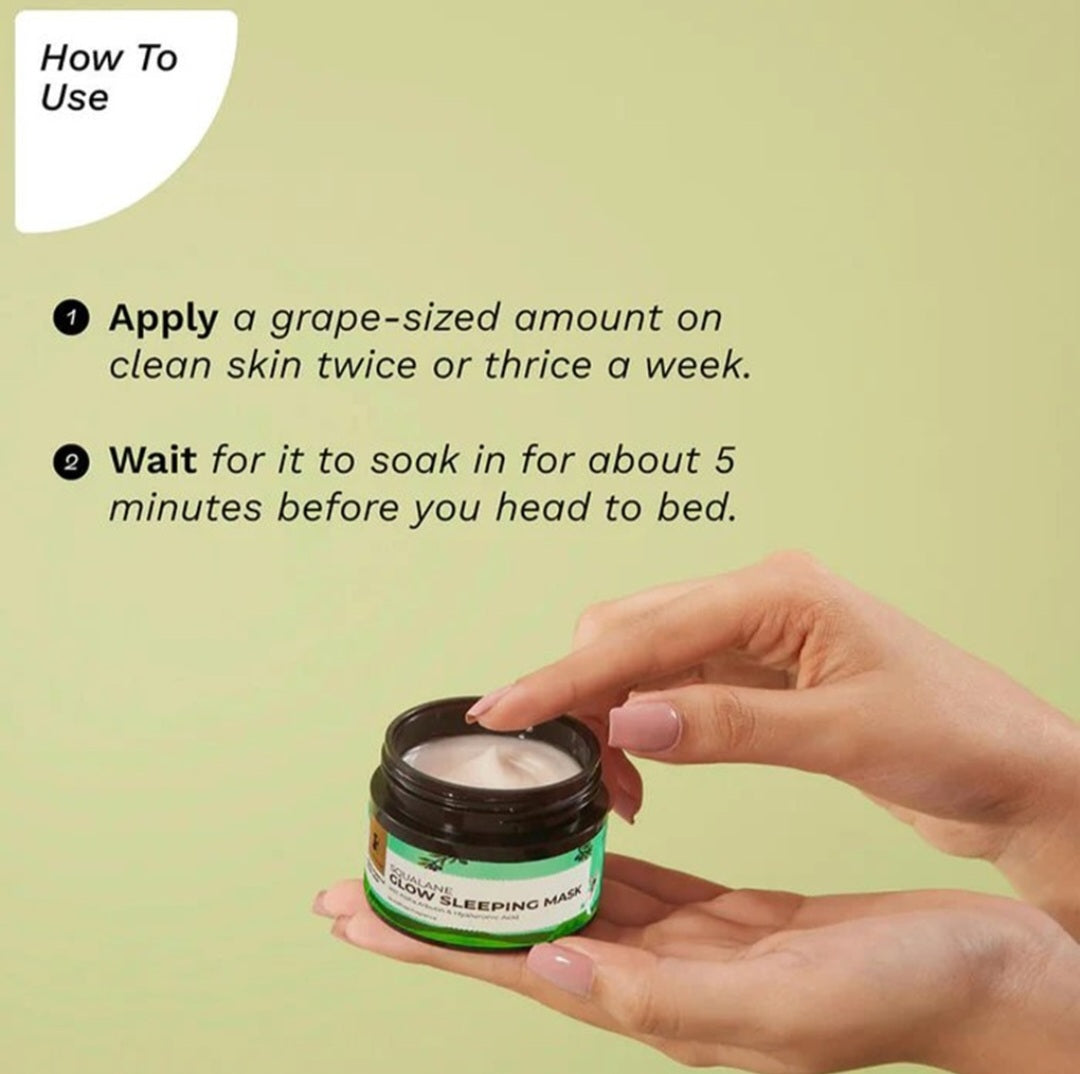 Face Pack & Sleeping Mask- Pilgrim Sqalane Glow Sleeping Mask with Alpha Arbutin & Hyaluronic Acid 8gm