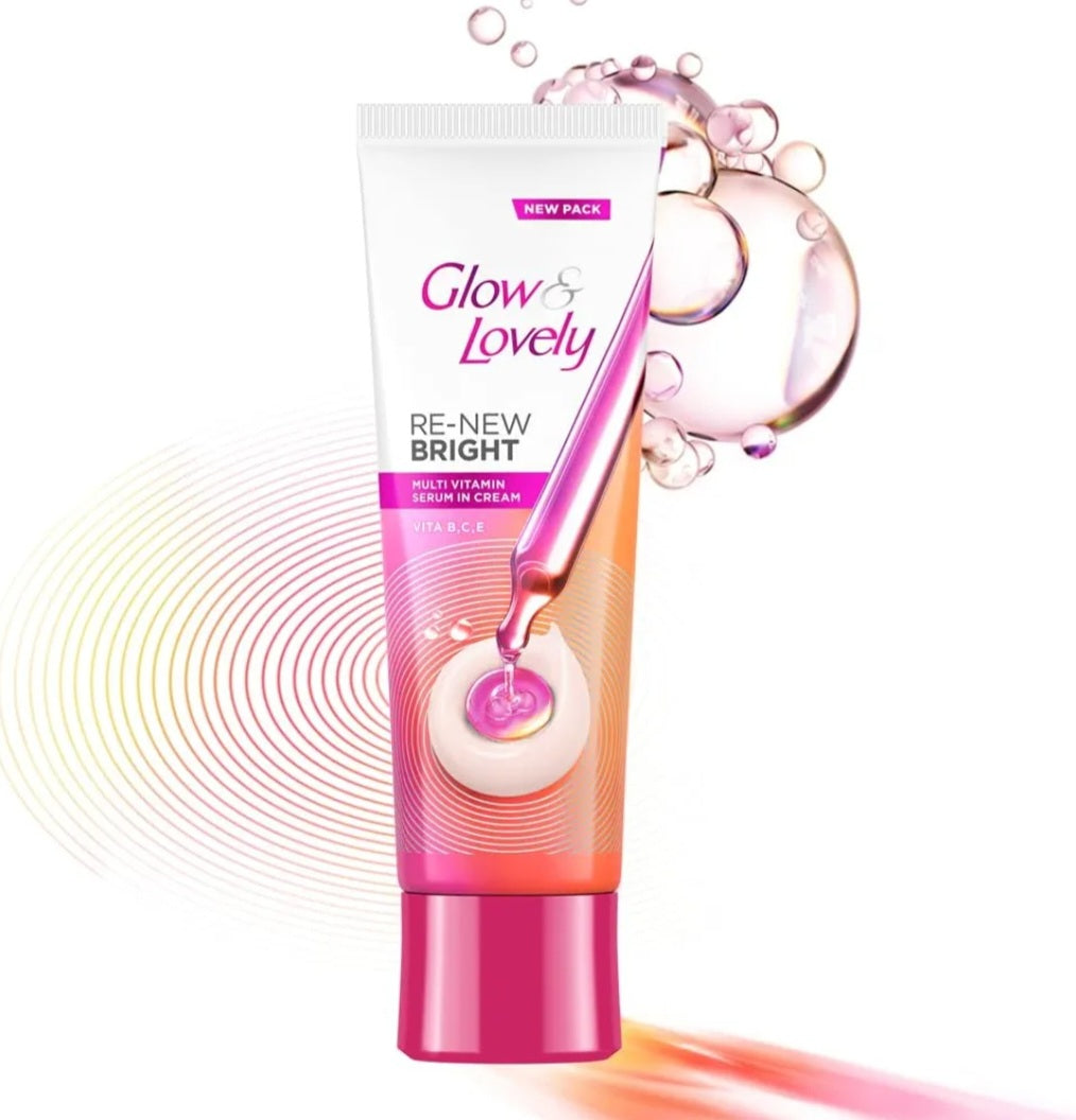 Brightening & Glowing Cream- Glow & Lovely Re-New Bright Multivitamin (Vitamin B, C & E) Serum Cream 50gm
