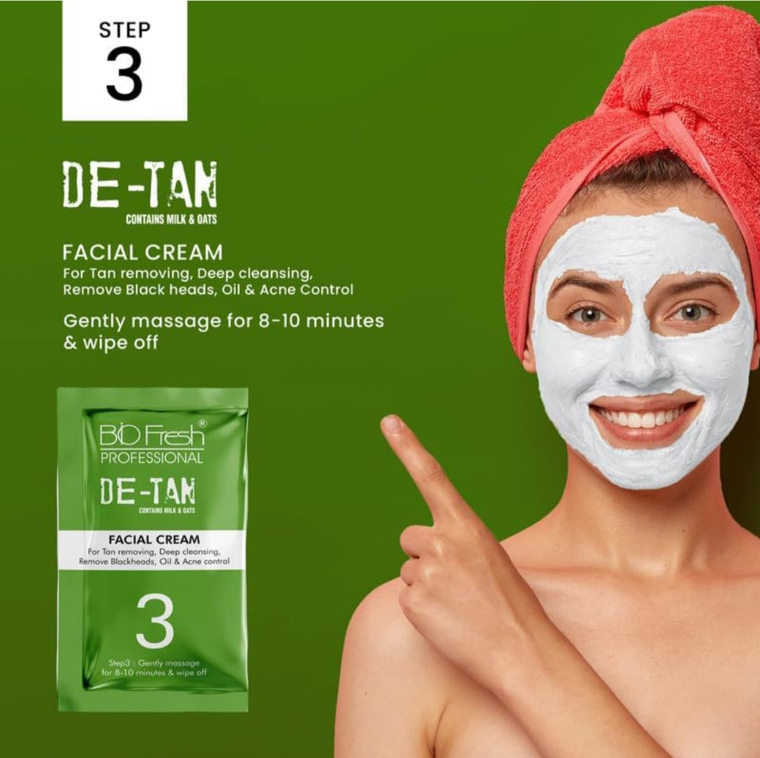 Facial Kit- BIO-FRESH HERBAL'S D-Tan Facial Kit Pack (Single Use Nano Pack) 5-Steps Instant Glow Beauty Facial Kit Deep Cleansing Skin care for Women & Men 46gm