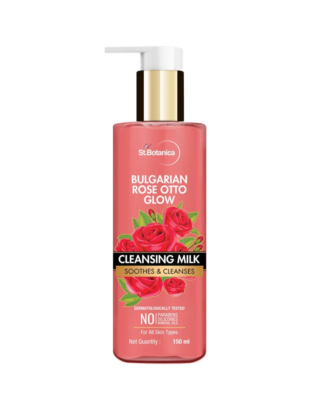 Cleansing Milk- St.Botanica Natural Bulgarian Rose Otto Glow Cleansing Milk white Soothes & Cleanses the Skin Naturally and is suitable for All Skin Types 150ml