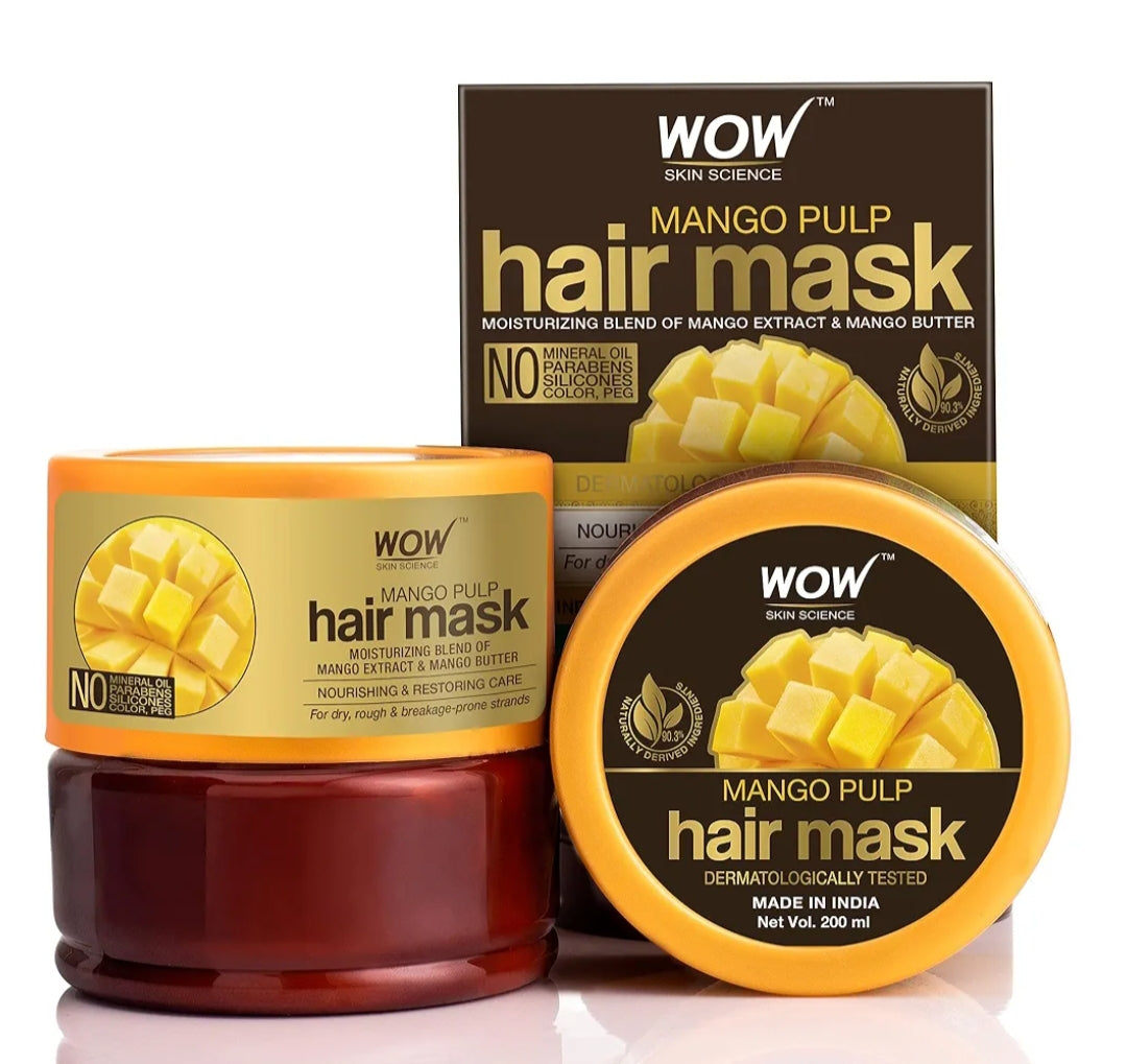 Hair Mask- WOW Mango Pulp Hair Mask with Moisturising Blend of Mango Extract & Mango Butter for Nourishing & Restoring Care of Dry, Rough and Breakage Prone Strands - 200ml