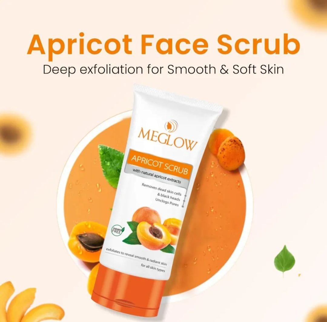 Face Scrub- MeGlow Apricot Scrub with Natural Apricot Extract and Vitamin-C which Removes Dead Skin Cells & Black Heads and Unclogs Pores 70gm