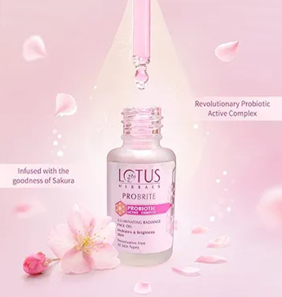 Face Serum- Lotus Herbals Probrite Illuminating Radiance Face Oil which Hydrates & Brightens Skin 15ml