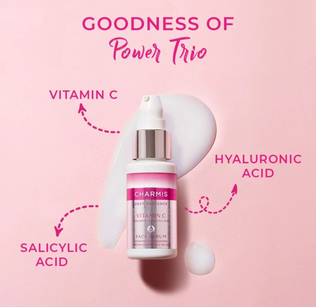 Face Serum- Charmis Deep Radiance Vitamin-C Hyaluronic & Salicylic Acid Face Serum 30ml