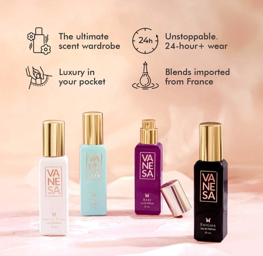 Perfumes & Deodorants- VANESA Divine Perfume Gift Set of 4 Perfumes (Shero, Magic Pearl, Mystique & Oud Love) 80ml (20ml each)