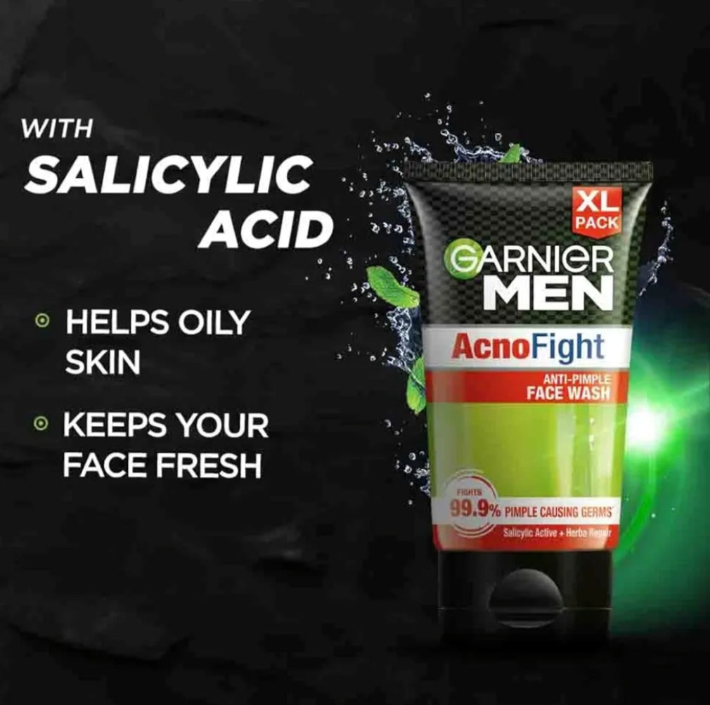 Face Wash- GARNIER MEN Acno Fight Anti-Pimple Face Wash with Salicylic Acid 100gm