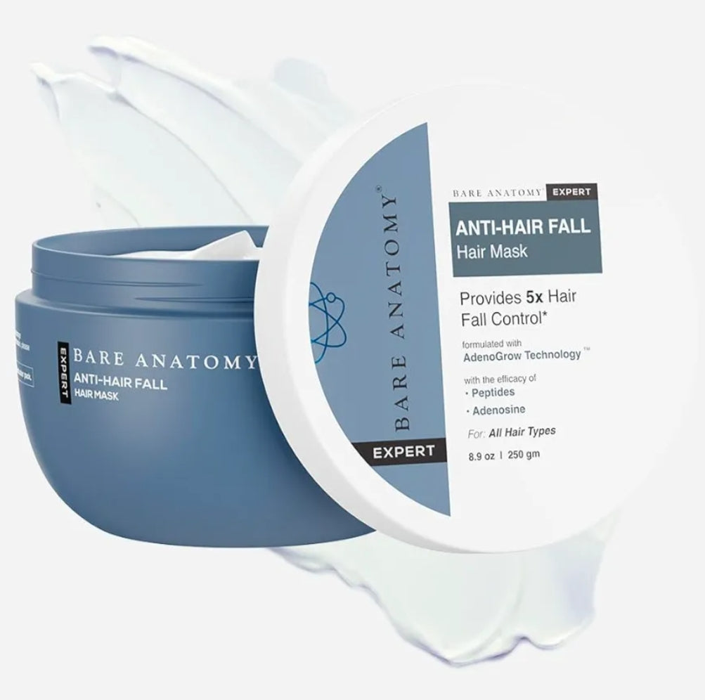 Hair Mask- Bare Anatomy EXPERT Anti-Hairfall Mask which is formulated with AdenoGrow Technology & Peptides to Strengthen Hair Follicles, Reduce Hair Breakage and Provide 5x Hairfall Control - 250gm