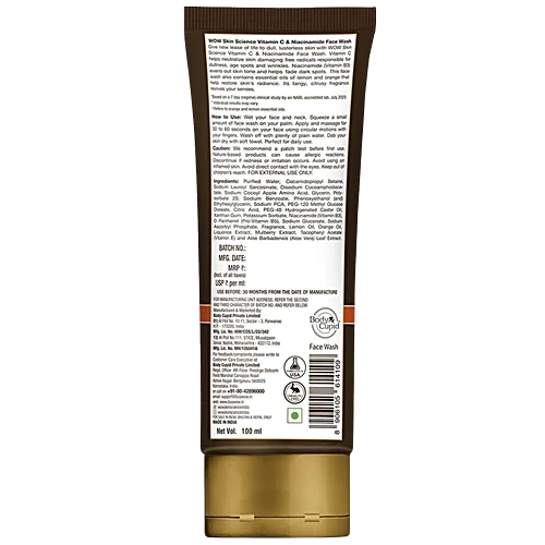 Face Wash- WOW VITAMIN-C & Niacinamide Face Wash which gives Instant Glow and Bright Skin upto 24 Hrs 100ML