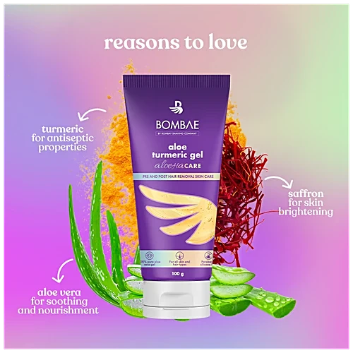 Skin Care Gel- BOMBAE ALOE TURMERIC SKIN CARE (AFTER SHAVING AND WAXING) GEL 100GM