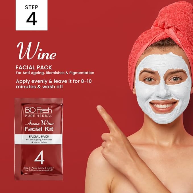 Facial Kit- BIO-FRESH HERBAL'S Wine Facial Kit 46gm (Single Use Nano Pack)