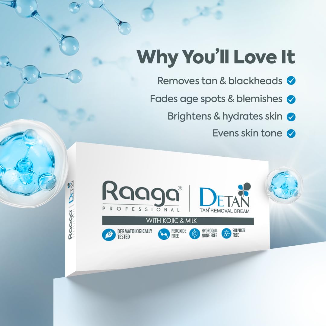DeTan- RAAGA PROFESSIONALDETAN WITH KOJIC & MILK TAN REMOVAL CREAM (SINGLE POUCH) 12gm