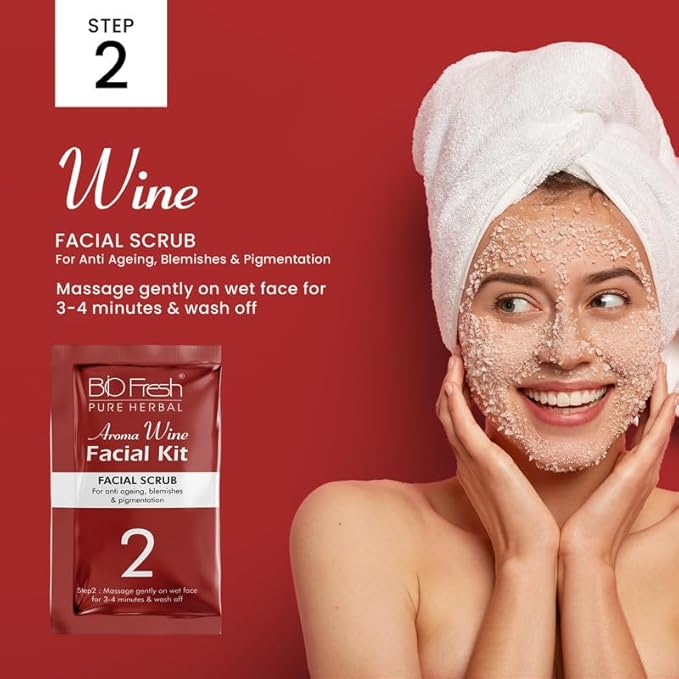 Facial Kit- BIO-FRESH HERBAL'S Wine Facial Kit 46gm (Single Use Nano Pack)