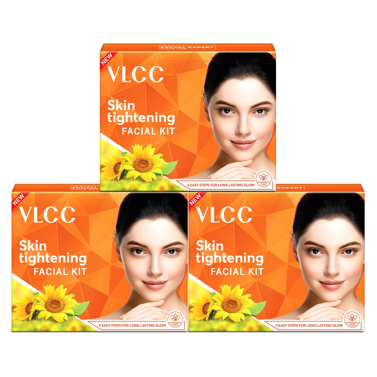 VLCC Skin Tightening Facial Kit - 25g X 3 (75g) (Pack of 3)  Skin Elasticity Facial  Helps Remove Toxins and Reduces Blemishes With Berberry, Wheatgerm, Carrot Extract, and Geranium