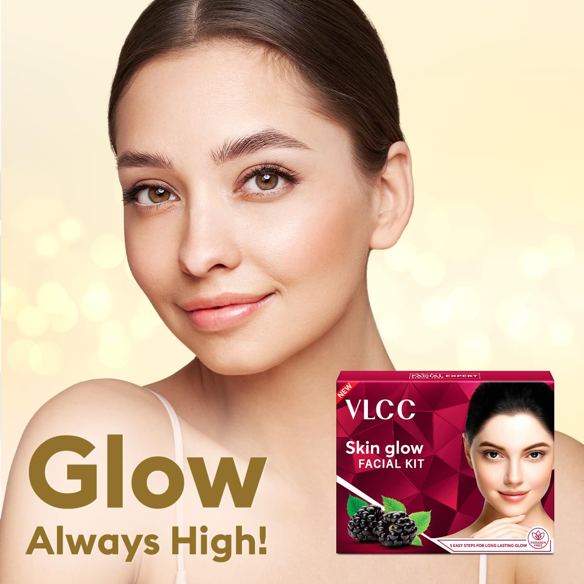 VLCC Glow Facial Kit - 25g X 3 (75g) (Pack of 3)  Promotes Cell Renewal, Helps Brighten Complexion Even Tone Skin  Smoothens Uneven Skin Texture  With Aloe Vera, Cucumber, Saffron & Mulberry