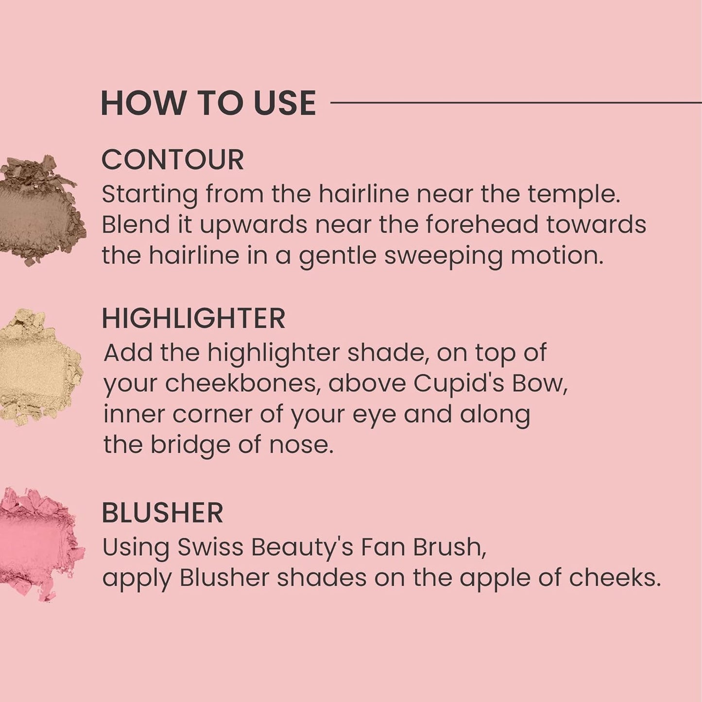 Makeup Kit- Swiss Beauty Cheek- A- Boo 3 in 1 Face Palette With Blusher, Contour And Highlighter 8gm