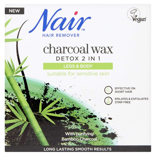 Hair Remover Wax- Nair Hair Remover Charcoal Wax, Detox 2 in 1 For Dry & Sensitive Skin 380gm