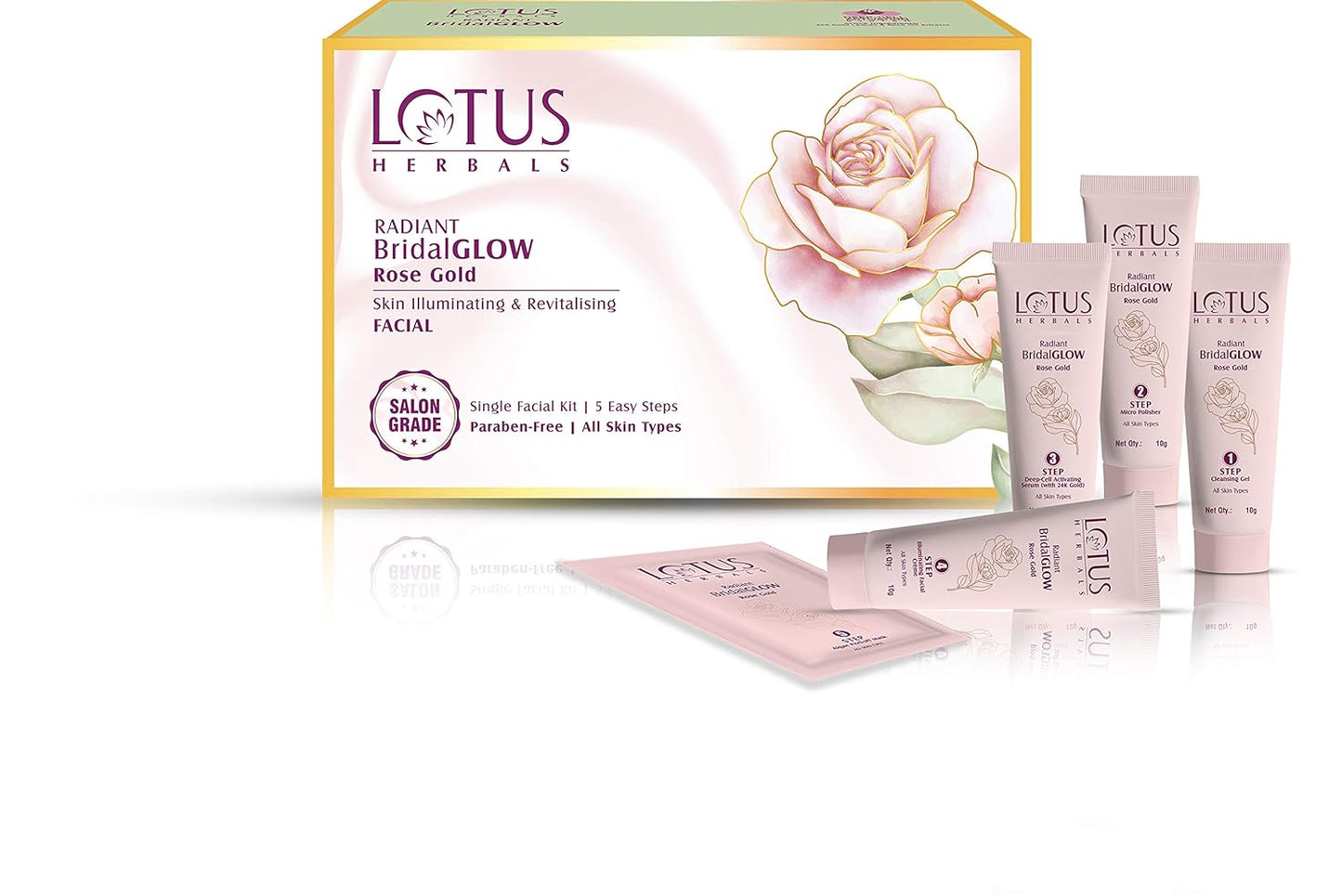 Facial Kit- Lotus Herbals Radiant Bridal Glow Rose Gold Skin Illuminating Facial Kit 57gm