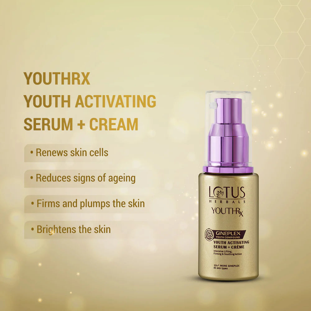 LOTUS HERBAL YouthRx Youth Activating Serum + Cream Anti-Ageing | Gineplex Youth Compund