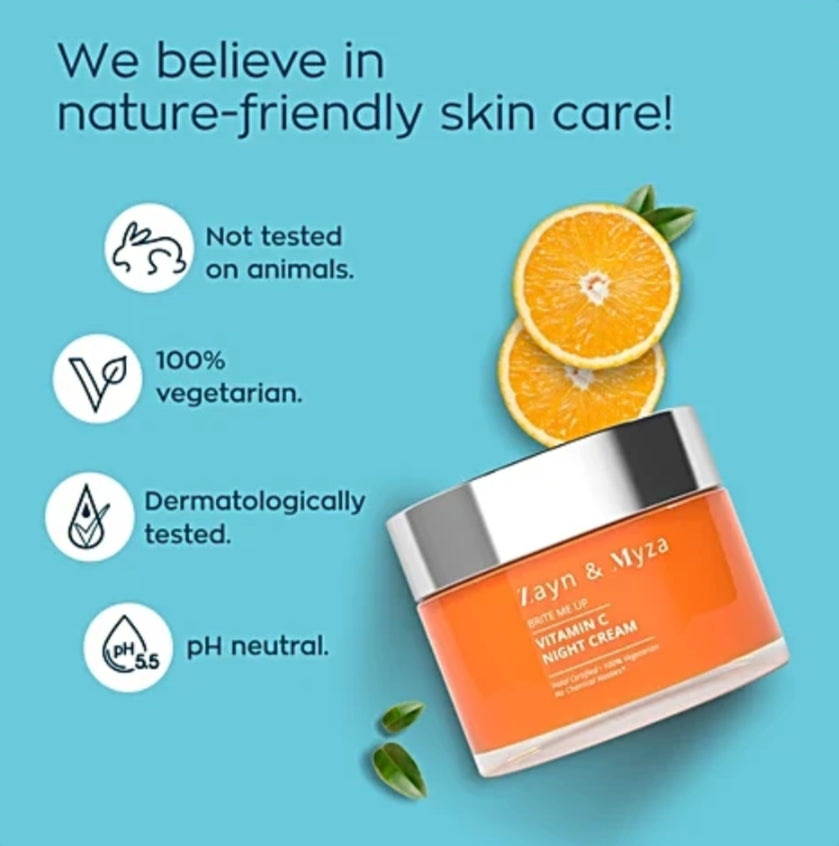 Face Day & Night Cream- Zayn & Myza (ZM) Brite Me Up Vitamin-C Night Cream with Shea Butter & Murumuru Butter which Rejuvenate your Skin - 50gm