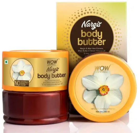 Lotions & Moisturizers- WOW Nargis Body Butter with Aloevera, Sweet Almond Oil and Shea Butter which Hydrate & Soften Rough Skin 200ml