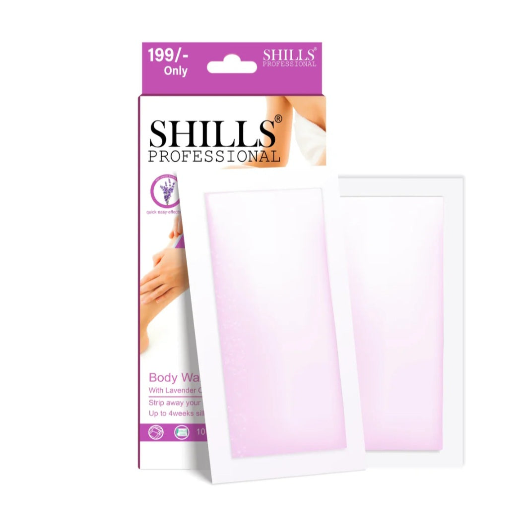 Wax Strips- SHILLS Professional's Ready to Use Wax Strips with Lavender Oil for 4 weeks Silky Smoothness - Pack of 10x2 Strips & 2 Finish Wipes