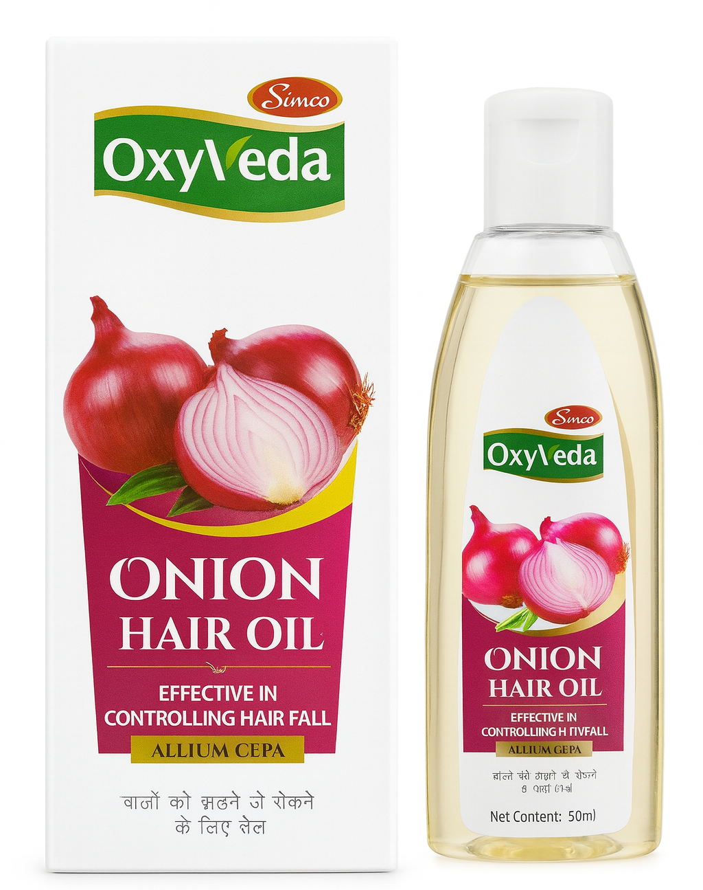 Hair Oil- Simco's OxyVeda Onion Hair Oil which is Effective in Strengthening Hair Roots & Controlling Hair Falls, Enhancing Hair Growth and Retaining Hair Color - 50ml