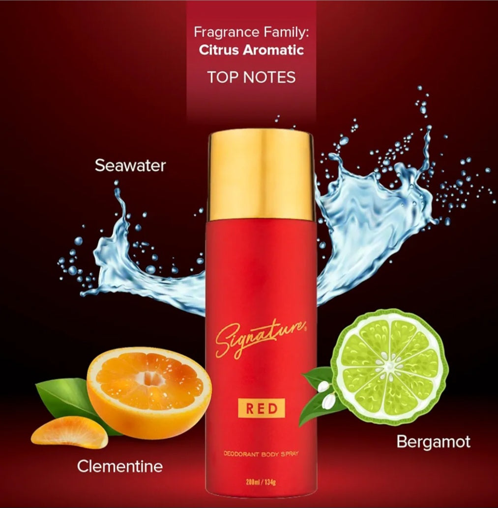 Perfumes & Deodorants- Signature RED Elegent & Citrus Aromatic Deodorant Body Spray 200ml