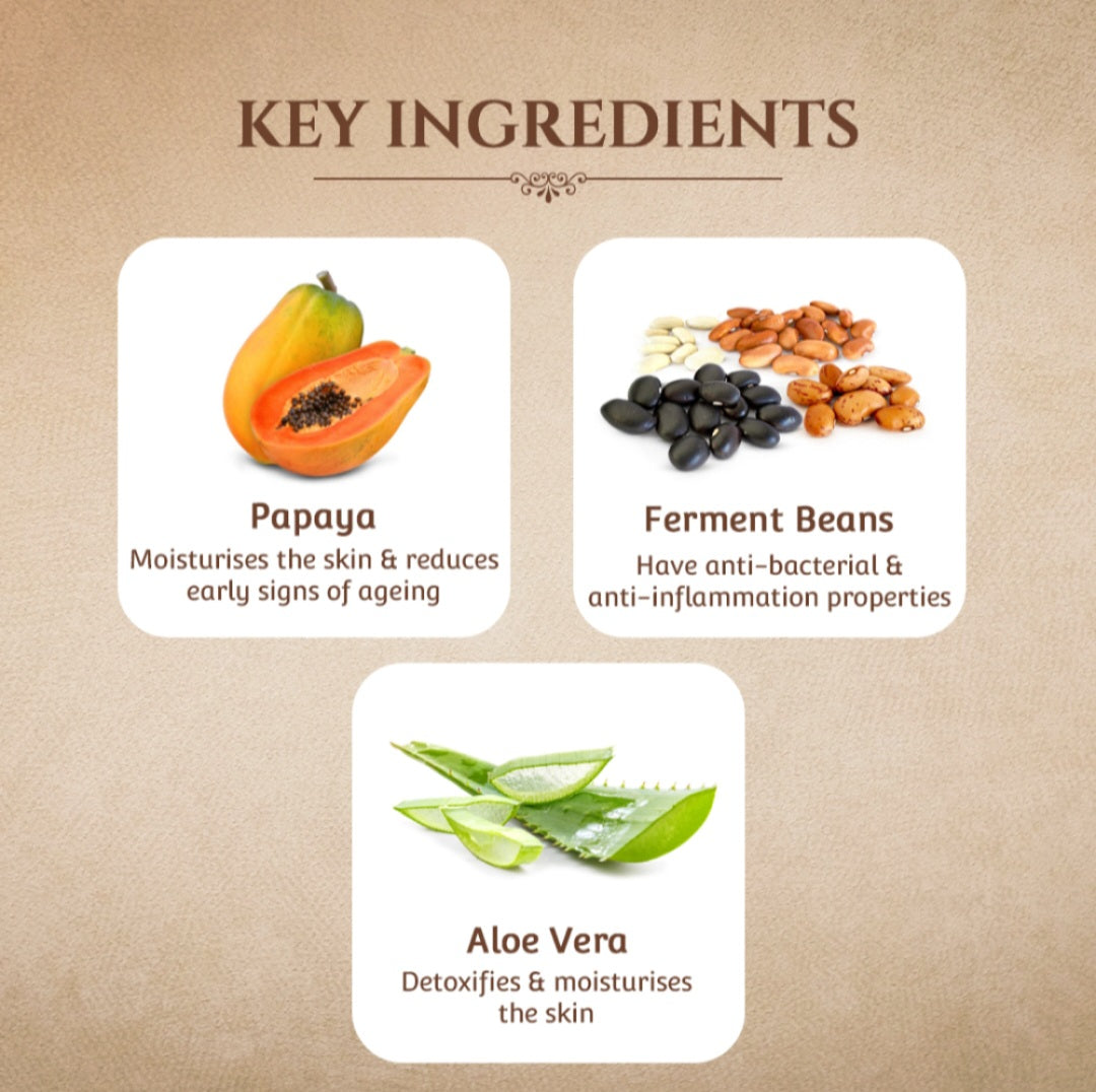 Face Sheet Mask- Khadi Essentials Papaya Sheet Mask with Ferment Beans for Oil & Pore Control 25ml