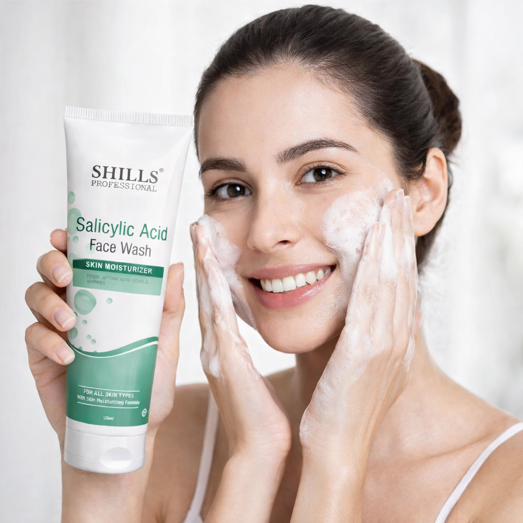 Face Wash- SHILLS Professional's Salicylic Acid Skin Moisturizer Face Wash for All Skin Types which Helps Remove Acne Scars & Wrinkles - 120ml