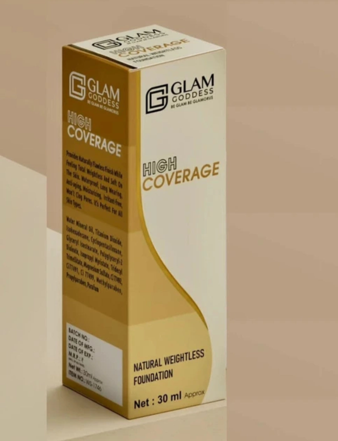 Makeup Foundation- Glam Goddess High Coverage Natural Weightless Foundation - 30ml