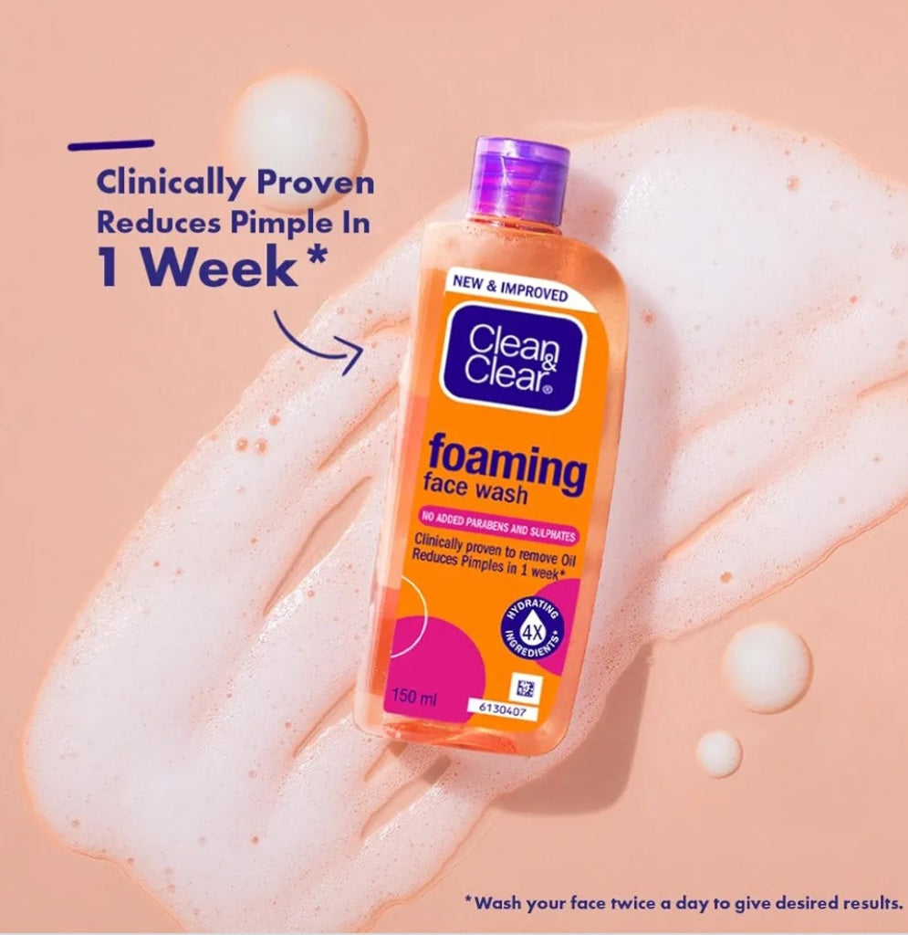 Face Wash- Clean & Clear Foaming Face Wash which is Clinically Proven to Remove Oil and Reduces Pimples in 1 Week 100ml