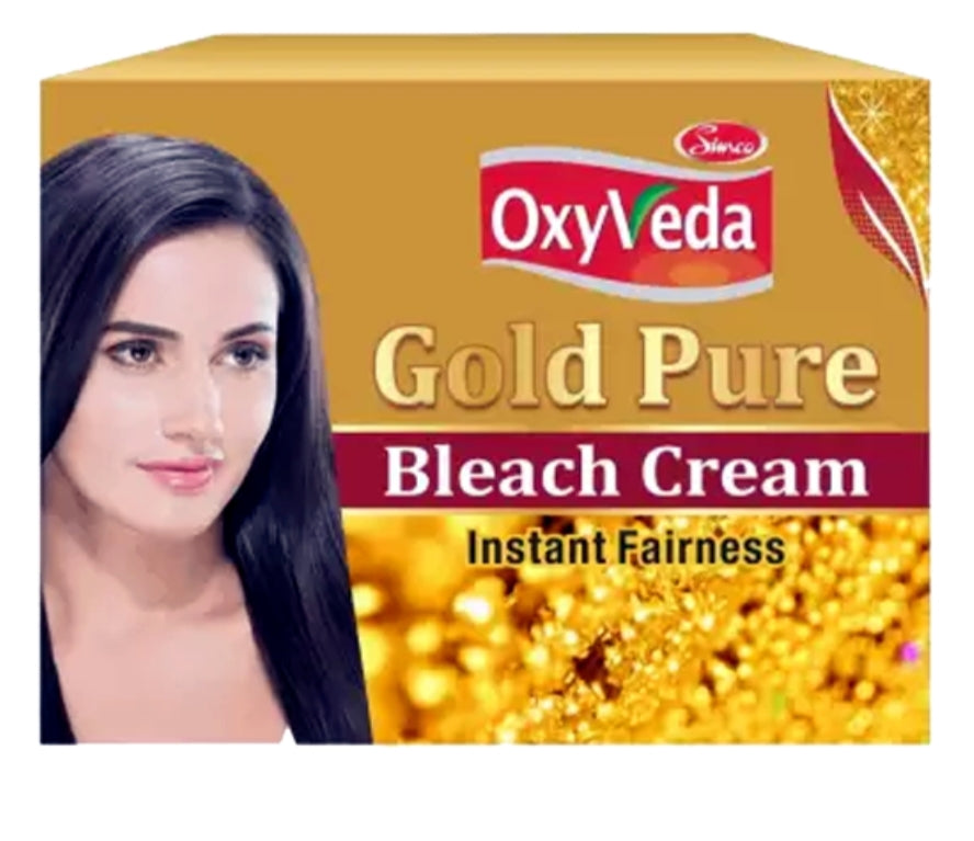 Bleach Cream- OxyVeda PURE GOLD Bleach Cream for Instant Fairness 43gm (Bleach Cream 35gm & Activator Powder 8gm)