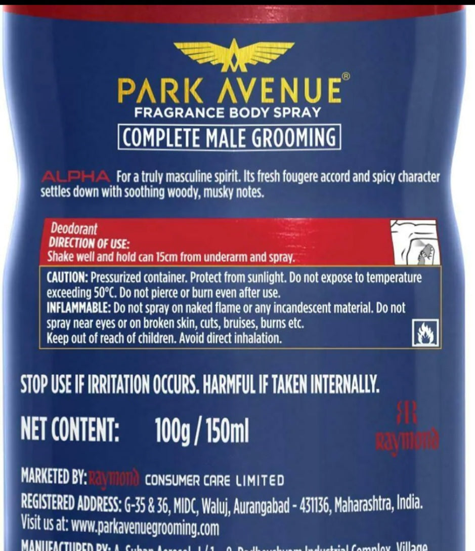 Perfumes & Deodorants- PARK AVENUE Original Collection ALPHA Be The One Fragrance Body Spray 150ml