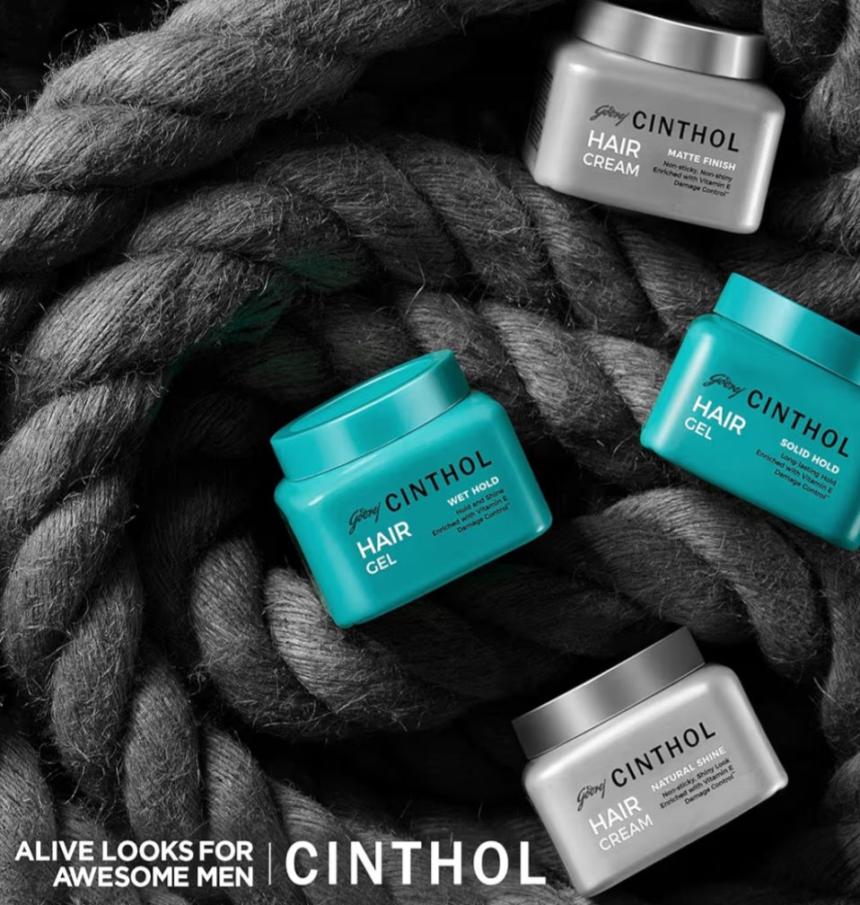 Men's Shaving, Styling and Grooming- Godrej Cinthol Solid Hold Hair Gel enriched with Vitamin-E for Long-Lasting Style Hold and Damage Control - 100gm