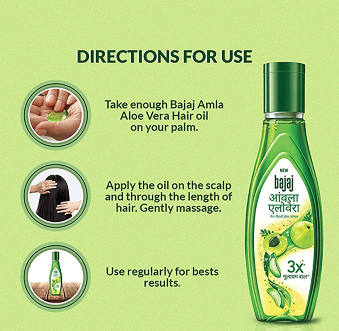 Hair Oil- New Bajaj Amla & Aloevera Non-Sticky Hair Oil for 3x Stronger & Softer Hairs - 160ml